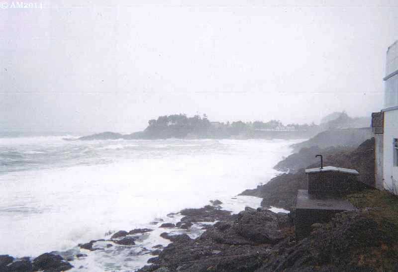 The rocky Depoe Bay shore line runs north along Highway 101.